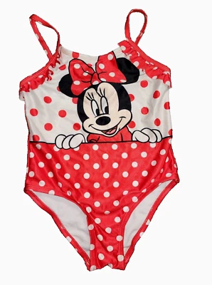 Maiô infantil Disney Minnie Mouse vermelho branco bolinhas peça única 4T - Imagem 1 de 4