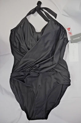 NWT $108 Athleta Sz 36D/DD Black Wrap One 1 Piece Swimsuit Bathing Suit #210990 - Image 1 of 3