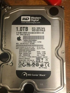 WD Western Digital Caviar 1TB, HDD schwarz, 7200 U/min, SATA, 3,5 - 32 MB Cache - Bild 1 von 1