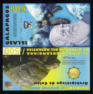 Galapagos Islands 500 Sucres 2009 POLYMER UNC Commemorative Darwin F - Picture 1 of 1