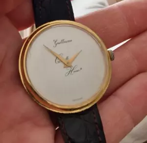 GUILLAUME mod. QUELLE HEURE? lad oversize goldfilled FROM 80' xxx rare !! VINTAG - Foto 1 di 6
