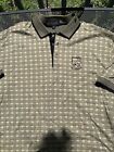 Vintage St. Andrews Old Course Golf Polo Shirt Beige/Blue Windowpane Check Larg