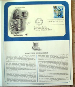 Postal Society First Day Cover FDC stamp # 3106 32 cent Computer Technology 1996 - Picture 1 of 1