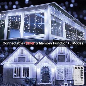 13ft-130ft LED Fairy Icicle Curtain Lights Party Indoor Outdoor Xmas Decoration - Picture 1 of 21
