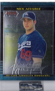 2002 Bowman Chrome Uncirculated Dodgers Baseball Card #200 Nick Alvarez /350