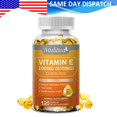 Vitamin E 1000 Iu 670mg Capsules - Supports Skin, Hair, Immune and Eye Health - Image 1 of 4