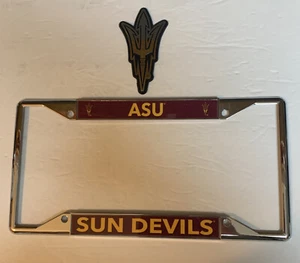 Arizona State Sun Devils Metal License Plate Frame &car Emblem. Unused. - Picture 1 of 5