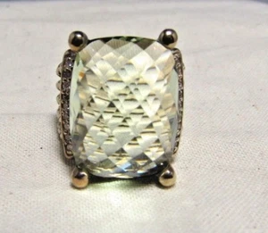 David Yurman Sterling Silver 20X15MM Prasiolite & Diamonds Wheaton Ring size 6.5 - Picture 1 of 10