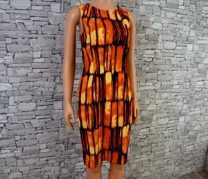 MK MICHAEL KORS DAMEN STRETCH FEST FREIZEIT ETUI KLEID ORANGE MULTICOLOR 38 - Bild 1 von 11