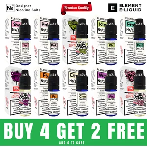 Element Nic Salt E-Liquid Vape Juice 10ml 5mg 10mg 20mg 50/50 | BUY 4 GET 2 FREE - Picture 1 of 15