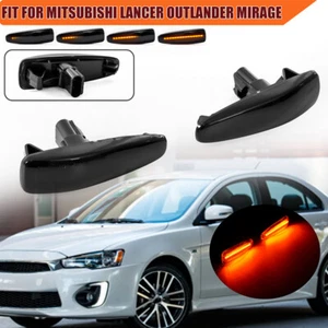 For Mitsubishi Lancer EVO X Mirage Smoked Lens Dynamic Signal Side Marker Light - Picture 1 of 9