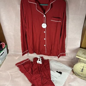 Women's Pajama Sets Long Sleeve Button Down Sleepwear Nightwear Small Red YY - Picture 1 of 6