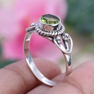 Peridot 10x10mm Gemstone 925 Sterling Silver Handmade Ring Daily Were For Women - Picture 1 of 6