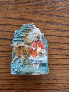 FIGURA CAPERUCITA ROJA Y LOBO STAFFORDSHIRE 1800 - Imagen 1 de 7