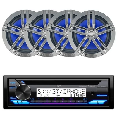 JVC-ENROCK JVC KD-T92MBS Single-DIN Marine Bluetooth CD Receiver, 4x 6.5" 180W Max Speakers