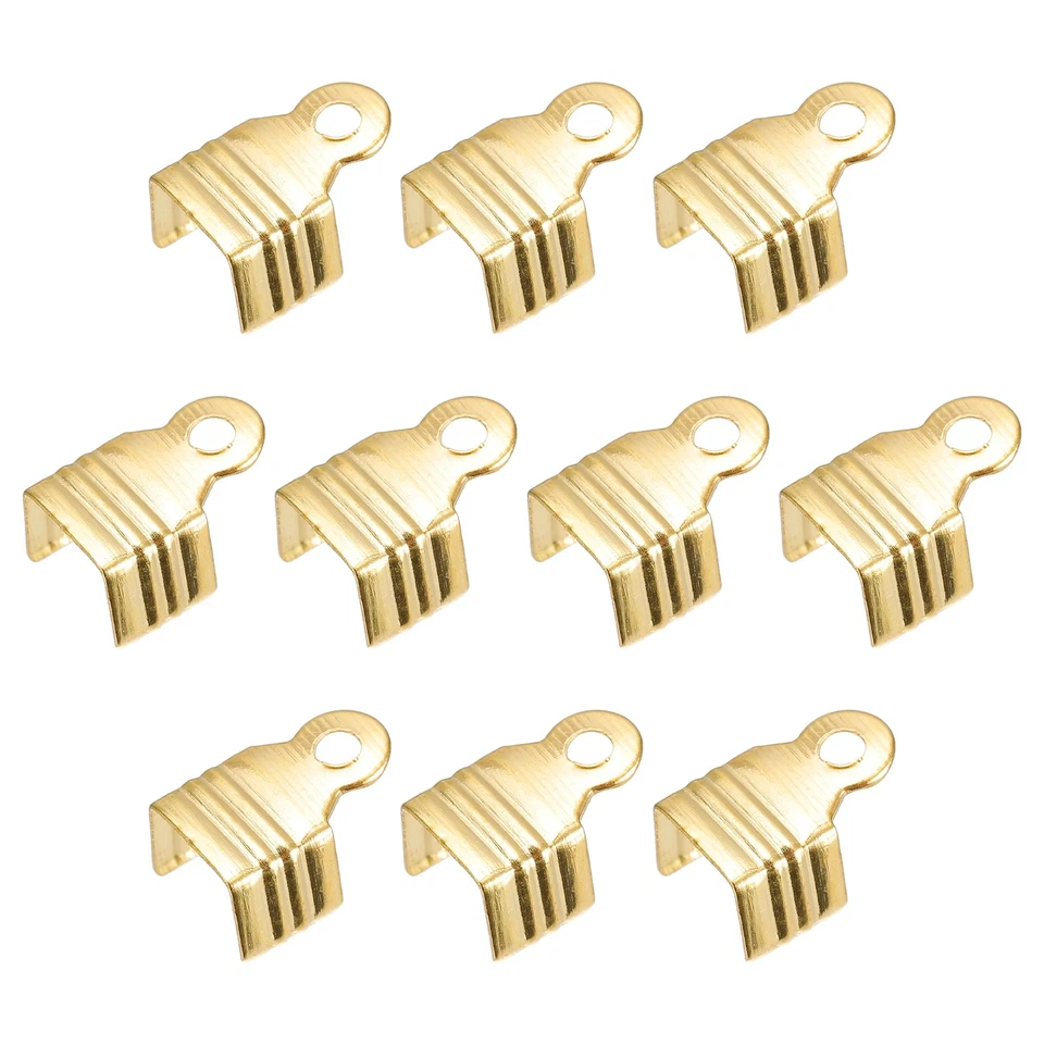 200Pcs Fold Over Cord Ends, 8x11mm Terminators Crimp End Tips Gold Tone Foto 1 de 4