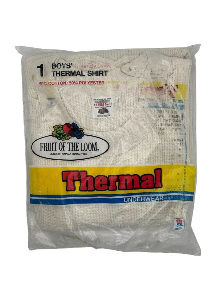 Camisa íntima térmica vintage anos 80 Fruit of the Loom NOVA 1983 FEITA NOS EUA masculina tamanho GG - Imagem 1 de 3