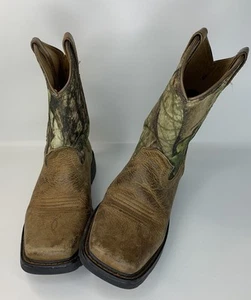 Ariat Niños Niño Talla 4 Marrón con Top Camuflaje Trabajo Cuero Botas 10011934 - Imagen 1 de 11