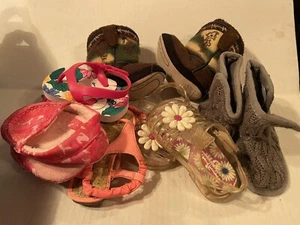 Lot of pairs Baby Toddler Girl Shoes Sz 6-12, 2, 3 Boots Sandals Slippers - Picture 1 of 7
