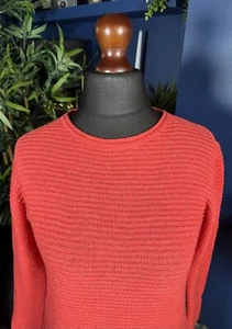 Bartolini Wool Cashmere Sweater Jumper Ribbed Orange Womens Medium Luxury - Picture 1 of 6