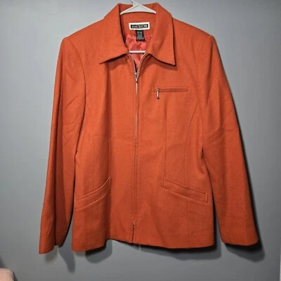 Vintage Maurices 100% Wool Full Zip Coat Womens Orange - Image 1 of 4
