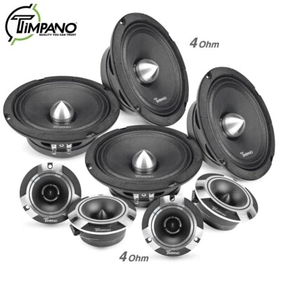 Timpano Bundle 4x 6.5" Speakers + 4x Super Tweeters 3200 Watts Car Audio Systems - Image 1 of 4