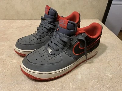 Nike Air Force 1 82 AF1 Gris Negro Rojo Para hombres Talla 8 Tenis Zapatos 488298-036 Foto 1 de 4