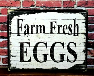 Farm Fresh Eggs Farmhouse Tiered Tray Sign Shelf Sitter Block 3.5X4.5 - Picture 1 of 1