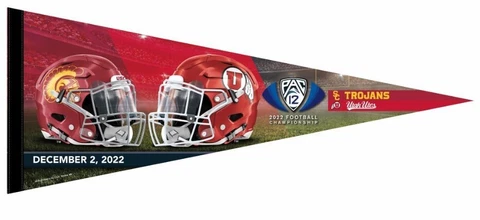 2022 PAC 12 Championship Game Dueling USC vs. Utah 12x30 Premium Pennant Cover