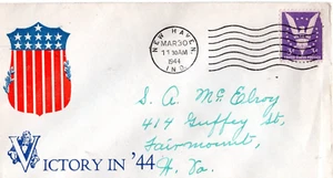 1944 NEW PARAVEN IN WWII PATRIOTIC COVER con caché "VICTORIA EN '44" - Imagen 1 de 1