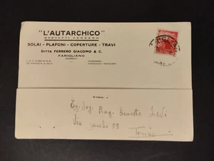 Cartolina Commerciale Farigliano L'Autarchico Solai Coperture Travi 1946 KY2144 - Picture 1 of 1