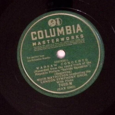 MUIR MATHIESON LONDON SYMPHONY WARSAW CONCERTO COLUMBIA 12 INCH 78 RPM 210-11 Foto 1 de 3