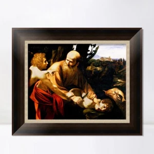 Framed Canvas Print The Sacrifice of Isaac by Michelangelo Merisi da Caravaggio - Picture 1 of 16