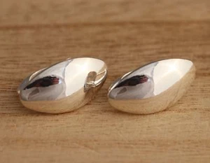 Solid 925 Sterling Silver Plain Earrings Stylish High Polished Earrings Gift Box - Picture 1 of 7