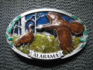 ALABAMA WILD TURKEY SCENE BELT BUCKLE! VINTAGE! RARE! C+J! 1986! USA! HUNTING! - Picture 1 of 11