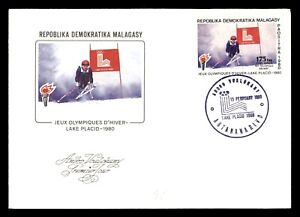 MayfairStamps Malagasy FDC 1980 Lake Placid Olympics Downhill Skiing First Day C