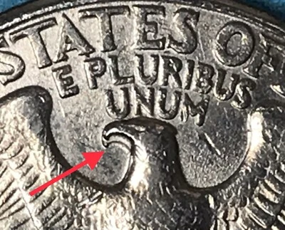Washington Quarter Coin Error Double Peaked Eagle Doubled Washington Profile. - Image 1 of 4