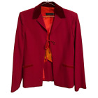 Romeo Gigli Red Velvet Collar Tie Front Wool Blend Blazer Size 46 or 10