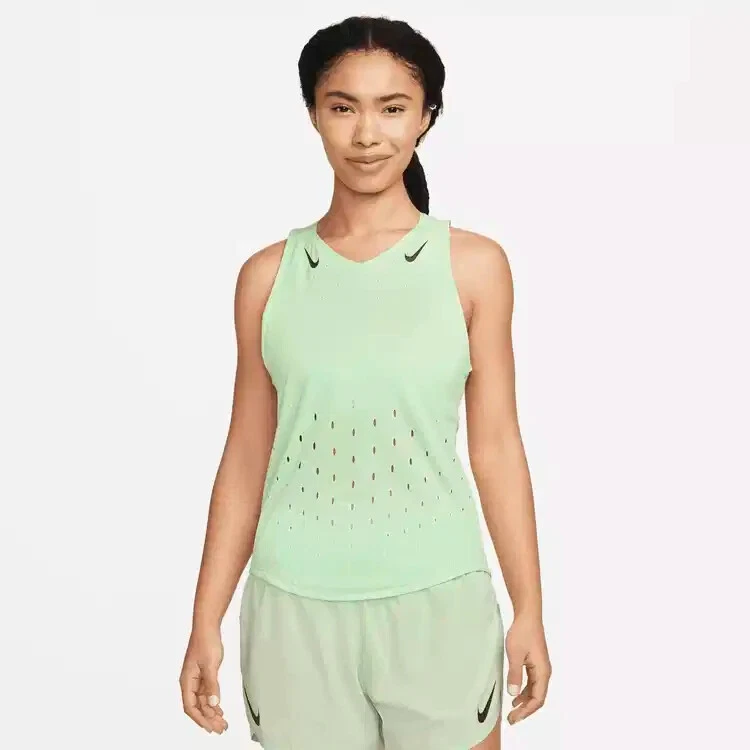 Nike Dri-Fit ADV Running Tank Top Shirt Green FN2504-376 Women’s Size Large