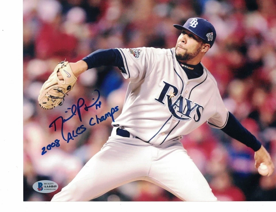 FOTO FIRMADA POR DAVID PRICE 8X10 "2008 ALCS CHAMPS" AUTÓGRAFO BECKETT AUTO  Foto 1 de 1