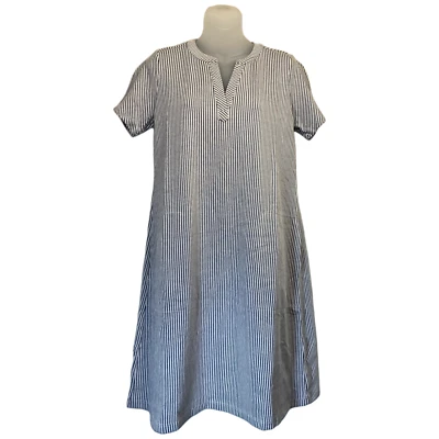 Isaac Mizrahi Live! Vestido de malha Seersucker manga curta tamanho XS A275016 AZUL - Imagem 1 de 2