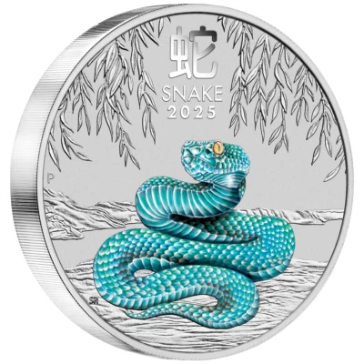 Silbermünze 1kg Jahr der Schlange (6.) Lunar III. 2025 - Australien ST in Farbe - Bild 1 von 3