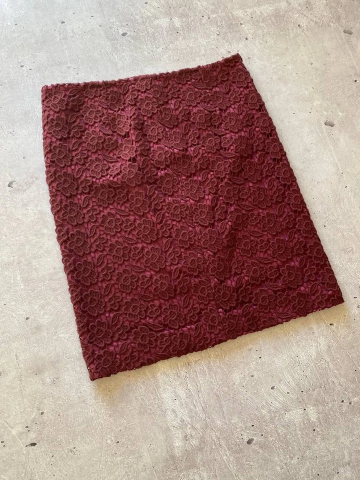 Falda midi floral rosa lana Max Mara de fin de semana de lujo talla 10 roja Foto 1 de 4