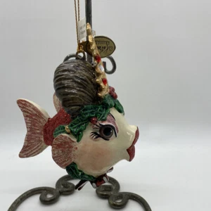 Katherine's Collection rote Fischlippen Ornament Weihnachtsbaum Gold Krone Glitzer - Bild 1 von 13
