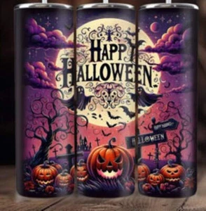 Fall Coffee Pumpkin Spice 20 oz Skinny Tumbler Cup With Straw - Picture 1 of 2