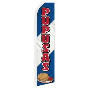 10 x "PUPUSAS" Werbung Superflagge Swooper Banner Geschäftsschild Fladenbrot - Bild 1 von 10