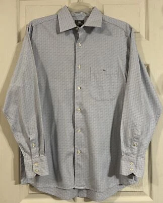 Lacoste Shirt Men Size 42 Blue W/ Gold Zig Zag Casual Button Up Long Sleeve - Image 1 of 4