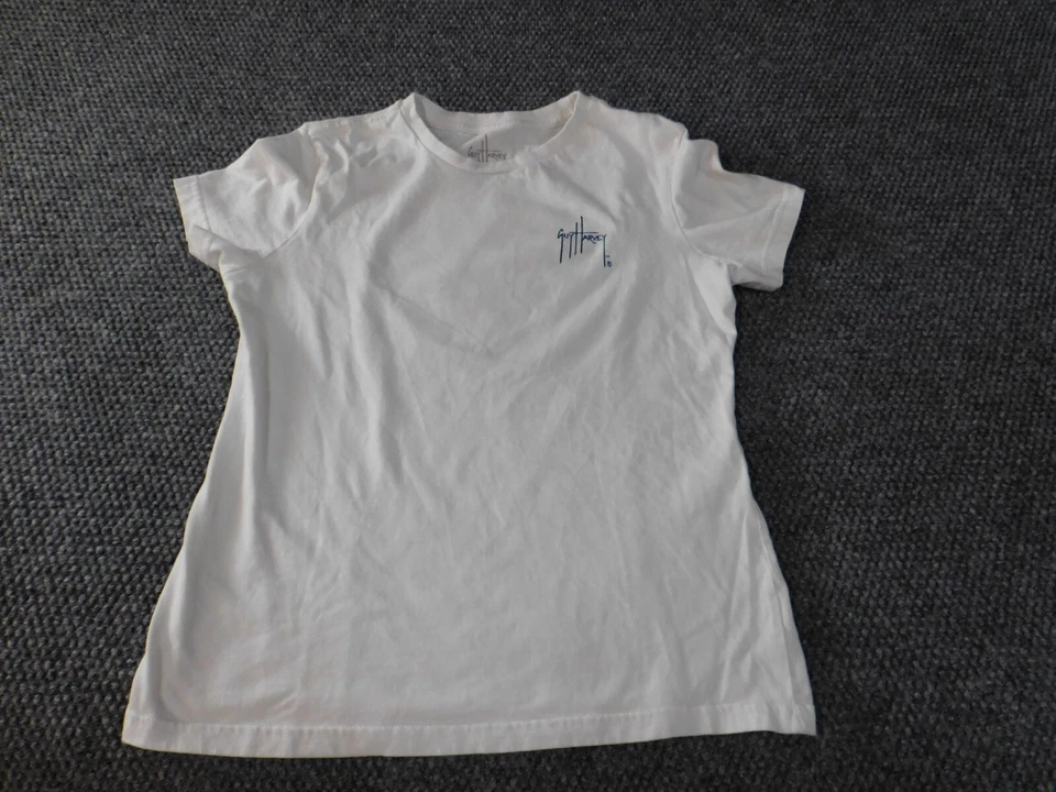 Guy Harvey Mujer Camisa Pequeña Blanco Gráfico Camiseta Pez Playa Isla Top Foto 1 de 4