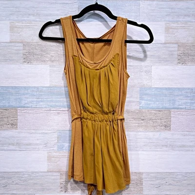 Camiseta sin mangas J CREW lana seda drapeada plisada lazo cintura amarillo mostaza para mujer XXS 2XS Foto 1 de 4