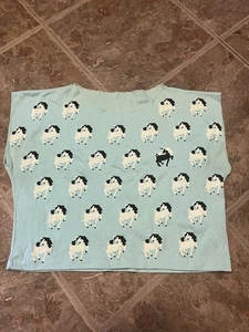 Girls Vintage 80’s Unicorn Short Sleeve Cotton Crop Top T-shirt Pastel Blue - Picture 1 of 2